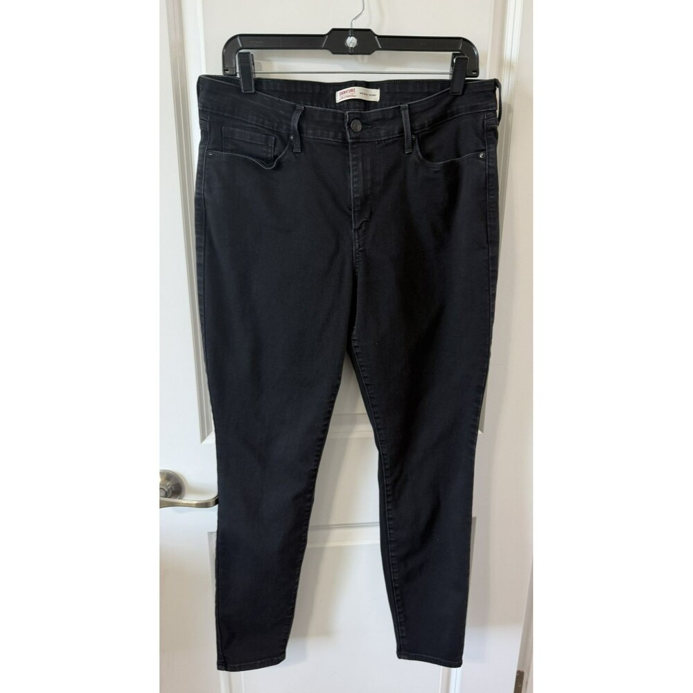 Levi Strauss Signature Women’s Size 14 Jeans Mid Rise Bootcut Black Wash stretch